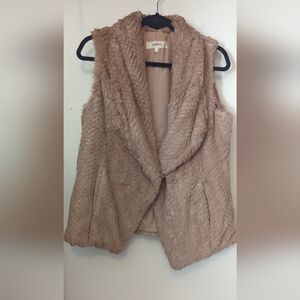 Wildflower Fable Tan Faux Fur Vest Size Small